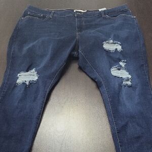 Levi's 711 24W Dark Blue Distressed Skinny Jeans